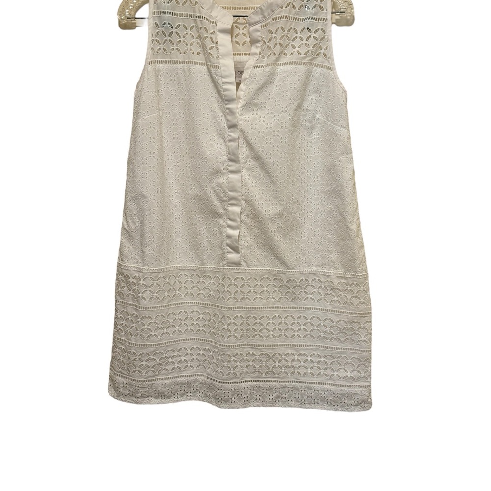 Loft Lace-Up Split-Joint Sleeveless Shift Dress Women's Petite Size 14 White - Picture 4 of 13